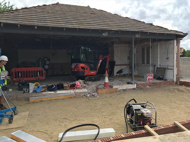 HFS members of staff carrying out an onsite installation which required structual steelwork to be erected for taunton dean services