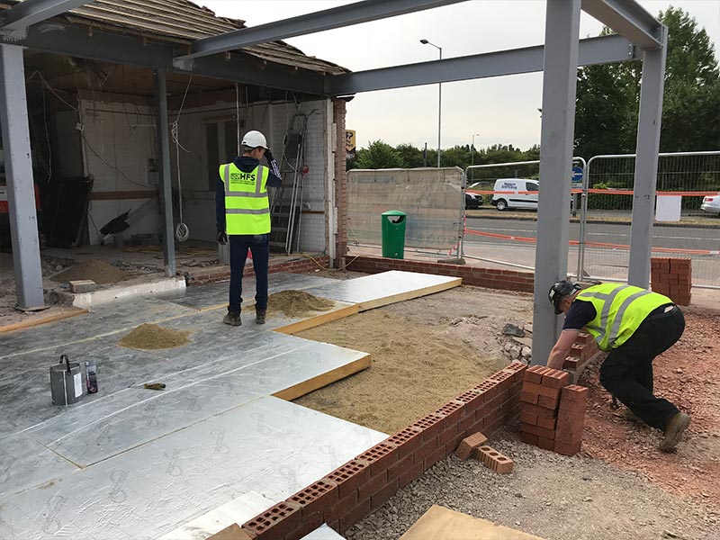 HFS members of staff carrying out an onsite installation which required structual steelwork to be erected for taunton dean services