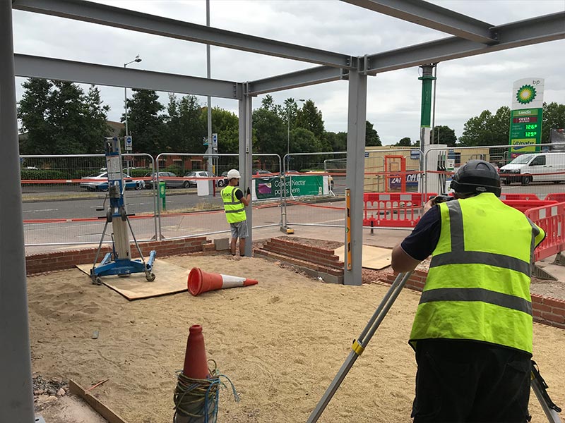 HFS members of staff carrying out an onsite installation which required structual steelwork to be erected for taunton dean services